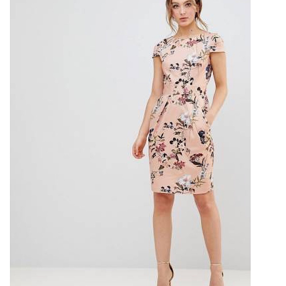 JOIE SILK Cap Sleeve Pencil Mini Dress In Full Bloom Floral Print womens size M